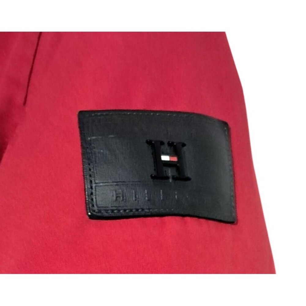 Tommy Hilfiger Mens Red Hooded Bomber Jacket Size S Quilted Insulated Water-Resi - Picture 7 of 16